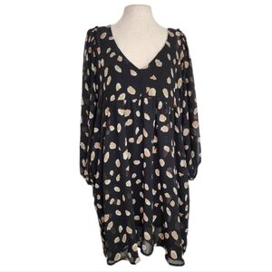 Umgee Dress Baby Doll Scoop Neck Bubble Sleeves Black Size 2XL